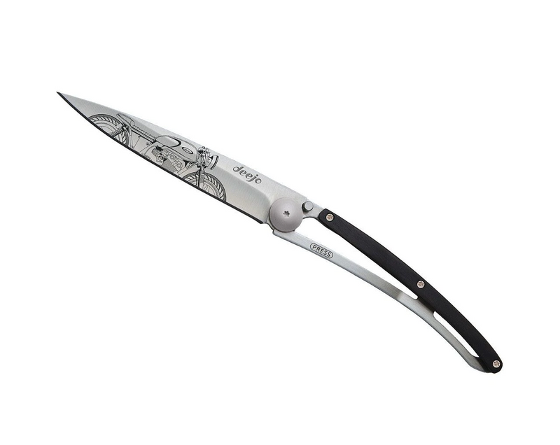 Deejo Tattoo 37g Knife with Ebony Handle, Caf?? Racer