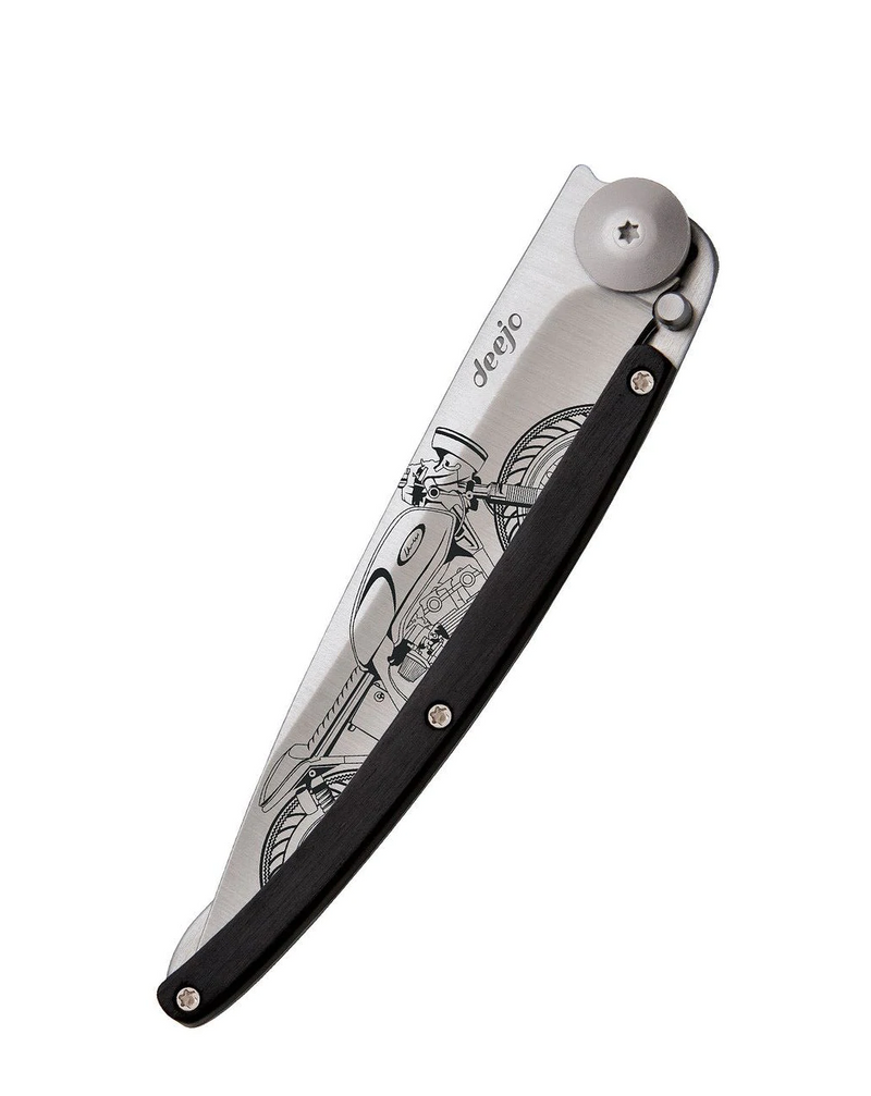 Deejo Tattoo 37g Knife with Ebony Handle, Caf?? Racer