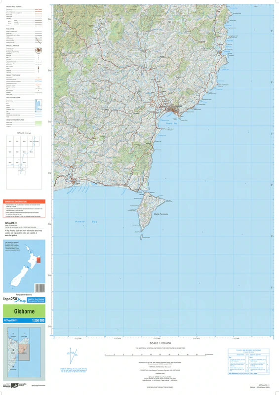 NZ Topo 250 Map 11 - Gisboure