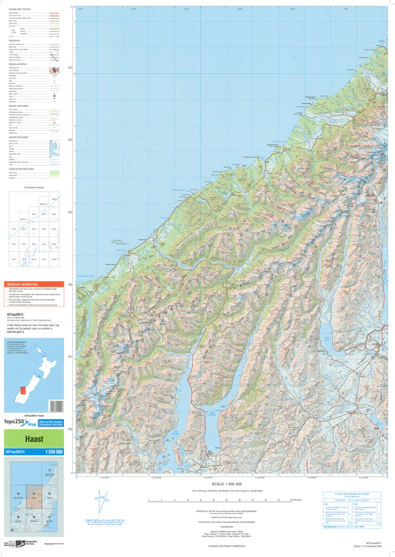 NZ Topo 250 Map 21 - Haast