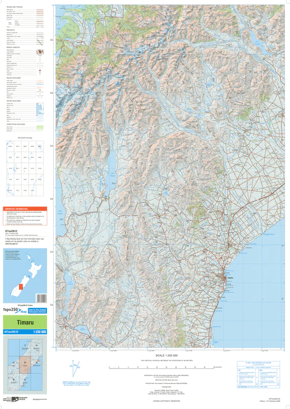 NZ Topo 250 Map 22 - Timaru