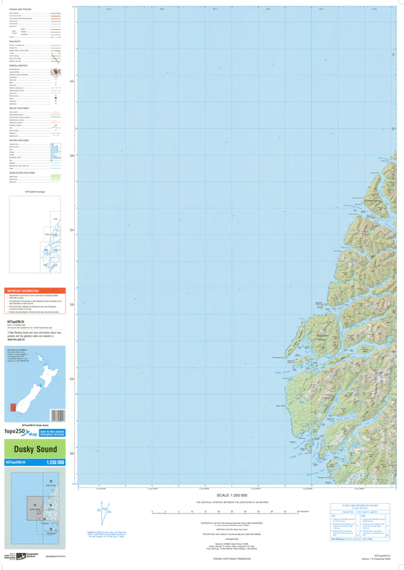 NZ Topo 250 Map 24 - Dusky Sound