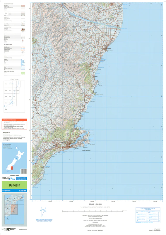 NZ Topo 250 Map 27 - Dunedin