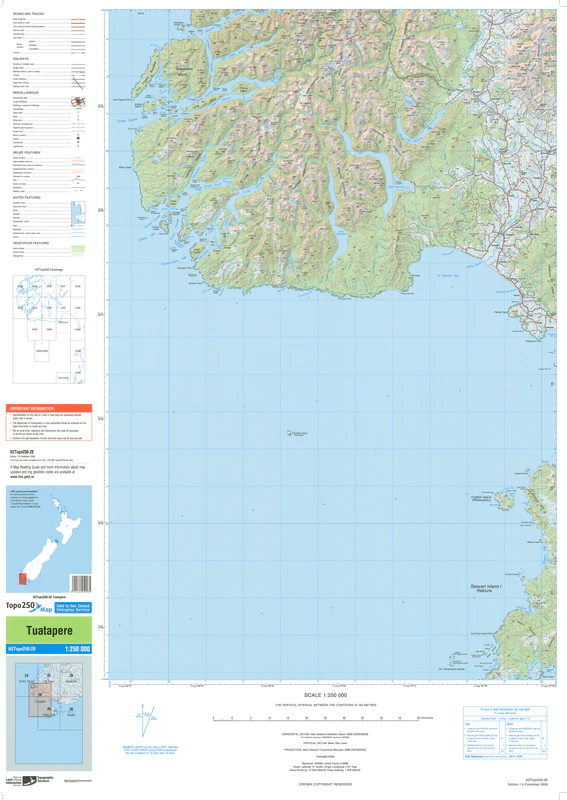 NZ Topo 250 Map 28 - Tuatapere