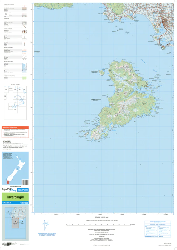 NZ Topo 250 Map 29 - Invercargill