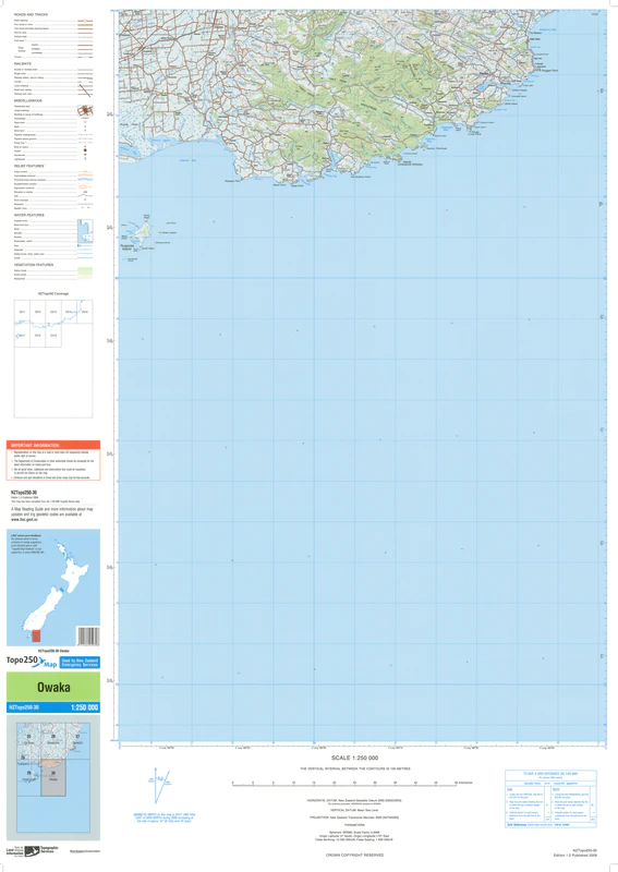 NZ Topo 250 Map 30 - Owaka