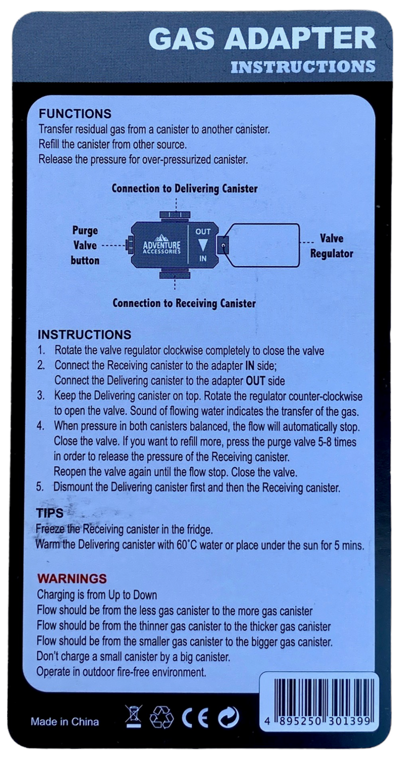 Adventure Accessories - Gas Transfer Adapter
